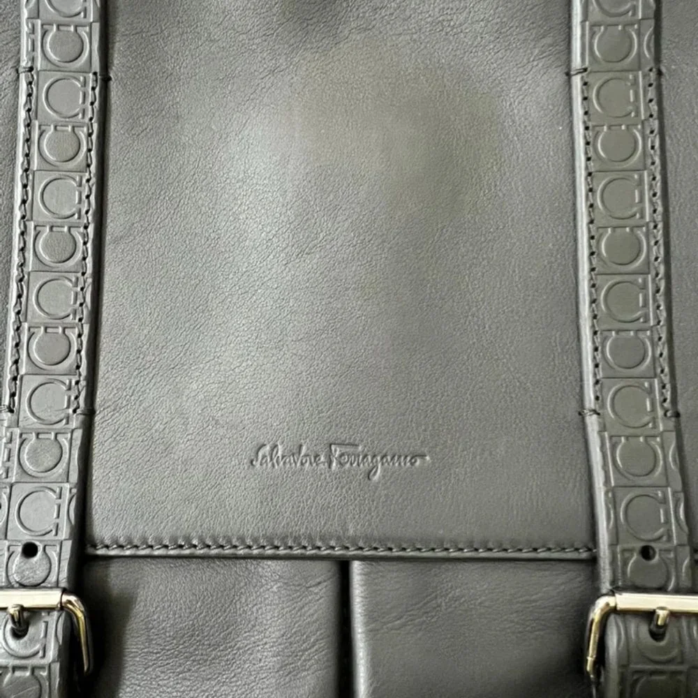 Salvatore Ferragamo Black Leather Monogram Messenger Bag / PINK